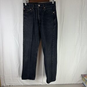 Levis 501xx Jeans Womens 29x30 Black Dark Gray Button Fly Straight Leg Denim